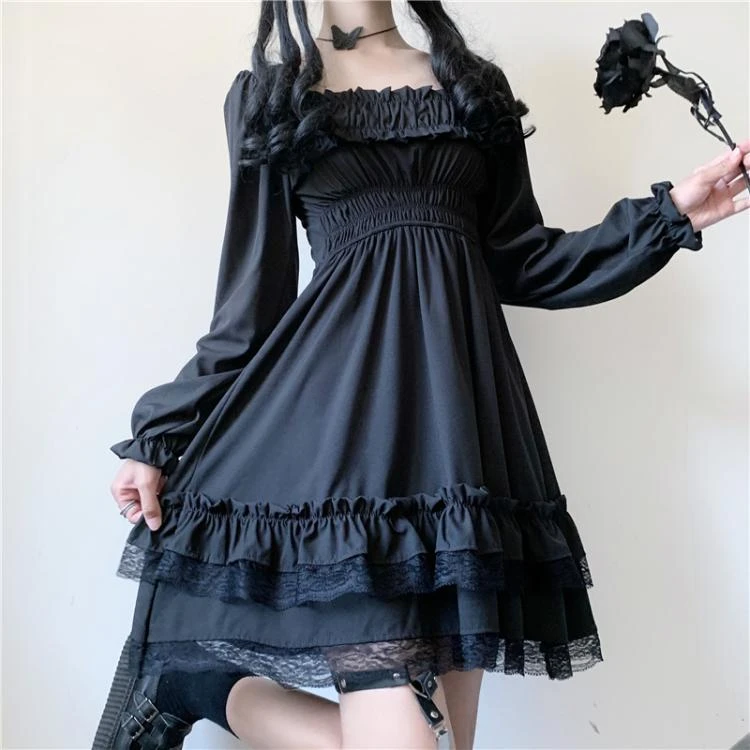 Apparel Lolita Black Mini High Waist Gothic Women's Dress 3 Apparel Lolita Black Mini High Waist Gothic Women's Dress