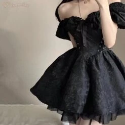 Apparel Lolita Black Mini Tutu Dress -Kawaii Store kawaiies plushies plush softtoy lolita black mini tutu dress apparel 106750