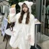 Apparel Lolita Fleece-lined Kitten Thickened Winter Women Jacket -Kawaii Store kawaiies plushies plush softtoy lolita fleece lined kitten thickened winter women jacket jacket 698567