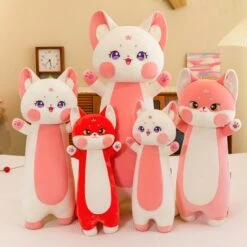 Long Cuddly Sakura Fox Family Plushie -Kawaii Store kawaiies plushies plush softtoy long cuddly sakura fox family plushie soft toy 487613