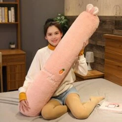 Long Fluffy Animal Body Pillow Plushies -Kawaii Store kawaiies plushies plush softtoy long fluffy animal body pillows new soft toy pink mouse 35in 90cm 859263