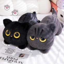 Long Giant Black Gray Fluffy Cat Plushies -Kawaii Store kawaiies plushies plush softtoy long giant black gray fluffy cat plushies soft toy 105325