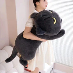 Long Giant Black Gray Fluffy Cat Plushies -Kawaii Store kawaiies plushies plush softtoy long giant black gray fluffy cat plushies soft toy 127032