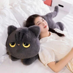 Long Giant Black Gray Fluffy Cat Plushies -Kawaii Store kawaiies plushies plush softtoy long giant black gray fluffy cat plushies soft toy 208504