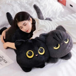 Long Giant Black Gray Fluffy Cat Plushies -Kawaii Store kawaiies plushies plush softtoy long giant black gray fluffy cat plushies soft toy 297322