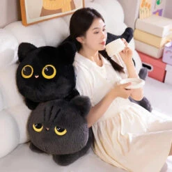 Long Giant Black Gray Fluffy Cat Plushies -Kawaii Store kawaiies plushies plush softtoy long giant black gray fluffy cat plushies soft toy 499516