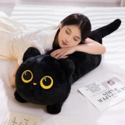 Long Giant Black Gray Fluffy Cat Plushies -Kawaii Store kawaiies plushies plush softtoy long giant black gray fluffy cat plushies soft toy 534197