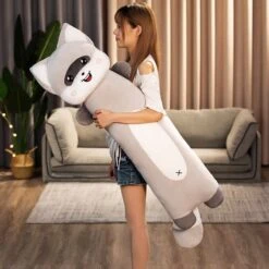 Long Snuggly Cat And Raccoon Plushies -Kawaii Store kawaiies plushies plush softtoy long snuggly cat raccoon plushies new soft toy 475648