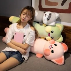 Long Snuggly Cat And Raccoon Plushies -Kawaii Store kawaiies plushies plush softtoy long snuggly cat raccoon plushies new soft toy 557776