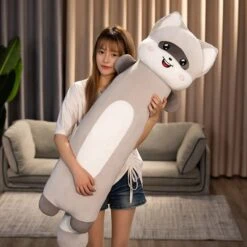 Long Snuggly Cat And Raccoon Plushies -Kawaii Store kawaiies plushies plush softtoy long snuggly cat raccoon plushies new soft toy 613317