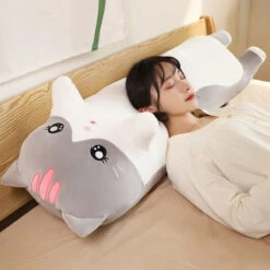 Long Snuggly Pink Gray Cat Plushies -Kawaii Store kawaiies plushies plush softtoy long snuggly pink gray cat plushies soft toy 313861