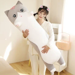 Long Snuggly Pink Gray Cat Plushies -Kawaii Store kawaiies plushies plush softtoy long snuggly pink gray cat plushies soft toy 354494