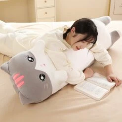 Long Snuggly Pink Gray Cat Plushies -Kawaii Store kawaiies plushies plush softtoy long snuggly pink gray cat plushies soft toy 370620