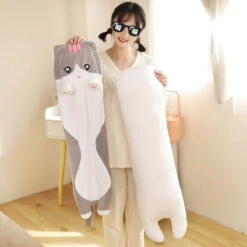 Long Snuggly Pink Gray Cat Plushies -Kawaii Store kawaiies plushies plush softtoy long snuggly pink gray cat plushies soft toy 696160