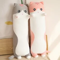 Long Snuggly Pink Gray Cat Plushies -Kawaii Store kawaiies plushies plush softtoy long snuggly pink gray cat plushies soft toy 920263