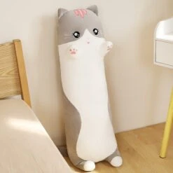 Long Snuggly Pink Gray Cat Plushies -Kawaii Store kawaiies plushies plush softtoy long snuggly pink gray cat plushies soft toy gray 35in 90cm 209415