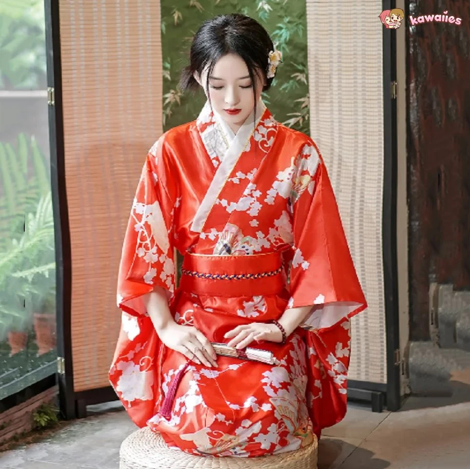 Apparel Long Traditional Japanese-themed Beautiful Floral Women's Kimono 9 Apparel Long Traditional Japanese-themed Beautiful Floral Women's Kimono - Image 7