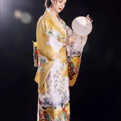 Apparel Long Traditional Japanese-themed Floral Women's Kimono -Kawaii Store kawaiies plushies plush softtoy long traditional japanese themed floral womens kimono kimono 219141