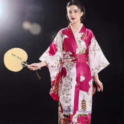 Apparel Long Traditional Japanese-themed Floral Women's Kimono