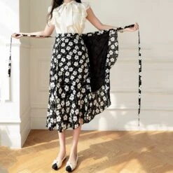 Apparel Lovely Floral Midi Wrap Skirt -Kawaii Store kawaiies plushies plush softtoy lovely floral midi wrap skirt apparel 251790