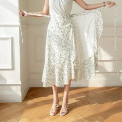 Apparel Lovely Floral Midi Wrap Skirt -Kawaii Store kawaiies plushies plush softtoy lovely floral midi wrap skirt apparel 302297