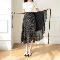 Apparel Lovely Floral Midi Wrap Skirt -Kawaii Store kawaiies plushies plush softtoy lovely floral midi wrap skirt apparel 457649