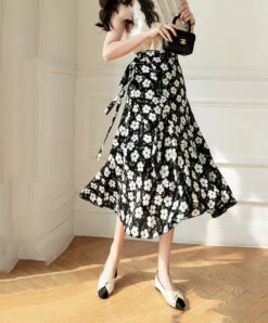 Apparel Lovely Floral Midi Wrap Skirt -Kawaii Store kawaiies plushies plush softtoy lovely floral midi wrap skirt apparel 651362