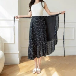 Apparel Lovely Floral Midi Wrap Skirt -Kawaii Store kawaiies plushies plush softtoy lovely floral midi wrap skirt apparel 667770