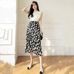 Apparel Lovely Floral Midi Wrap Skirt -Kawaii Store kawaiies plushies plush softtoy lovely floral midi wrap skirt apparel 779718