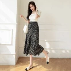 Apparel Lovely Floral Midi Wrap Skirt -Kawaii Store kawaiies plushies plush softtoy lovely floral midi wrap skirt apparel 854002