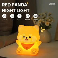 Lovely Red Panda LED Night Light -Kawaii Store kawaiies plushies plush softtoy lovely red panda led night light home decor 495567