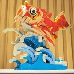 Lucky Red Fish Wave Micro Building Set -Kawaii Store kawaiies plushies plush softtoy lucky red fish wave micro building set build it 365821