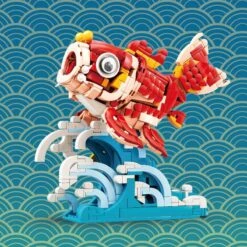 Lucky Red Fish Wave Micro Building Set -Kawaii Store kawaiies plushies plush softtoy lucky red fish wave micro building set build it 990367
