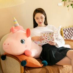 Lucky The Long Pink Unicorn Plushie -Kawaii Store kawaiies plushies plush softtoy lucky the long pink unicorn plushie new soft toy 214809