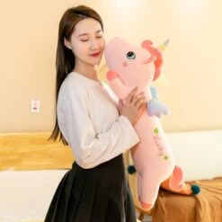 Lucky The Long Pink Unicorn Plushie -Kawaii Store kawaiies plushies plush softtoy lucky the long pink unicorn plushie new soft toy 27in 70cm 209076