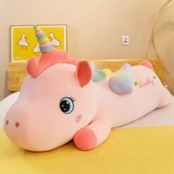 Lucky The Long Pink Unicorn Plushie -Kawaii Store kawaiies plushies plush softtoy lucky the long pink unicorn plushie new soft toy 35in 90cm 595698