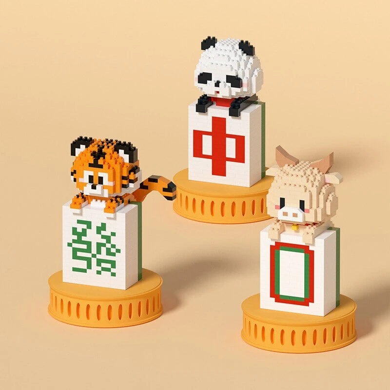 Mahjong Tiger Panda Ox Nano Building Blocks 4 Mahjong Tiger Panda Ox Nano Building Blocks - Image 2