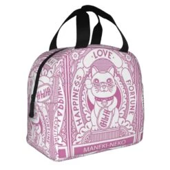 Maneki Neko Lucky Cat Insulated Lunch Bag -Kawaii Store kawaiies plushies plush softtoy maneki neko lucky cat insulated lunch bag bag 122987