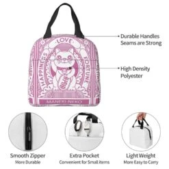Maneki Neko Lucky Cat Insulated Lunch Bag -Kawaii Store kawaiies plushies plush softtoy maneki neko lucky cat insulated lunch bag bag 379571