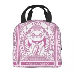 Maneki Neko Lucky Cat Insulated Lunch Bag -Kawaii Store kawaiies plushies plush softtoy maneki neko lucky cat insulated lunch bag bag 848109