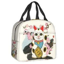 Maneki Neko Lucky Cat Insulated Lunch Bag -Kawaii Store kawaiies plushies plush softtoy maneki neko lucky cat insulated lunch bag bag white 446731