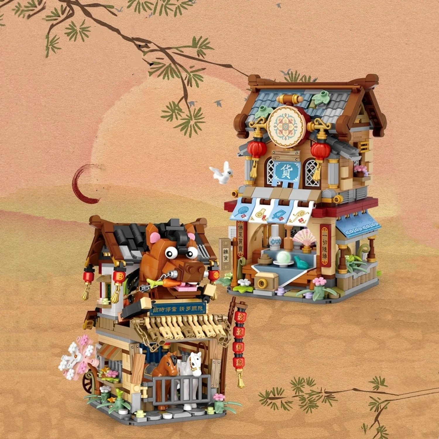 Merchant Store & Horse Stable Micro Building Sets Collection 4 Merchant Store & Horse Stable Micro Building Sets Collection - Image 2