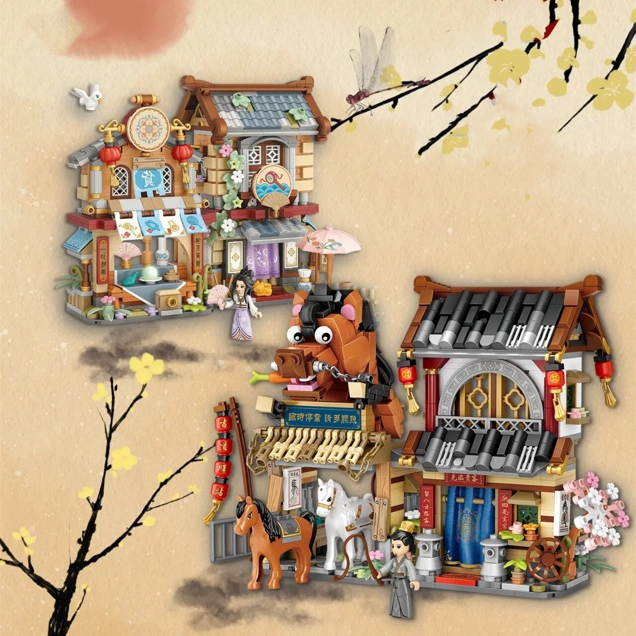 Merchant Store & Horse Stable Micro Building Sets Collection 3 Merchant Store & Horse Stable Micro Building Sets Collection