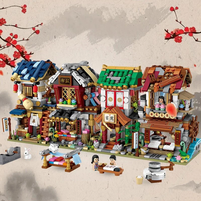 Micro Cute Little Nanzhuang Old Street Building Sets 3 Micro Cute Little Nanzhuang Old Street Building Sets