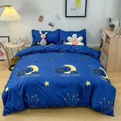 Midnight Sleeping Bear Bedding Set -Kawaii Store kawaiies plushies plush softtoy midnight sleeping bear bedding set bedding sets moon single 539765