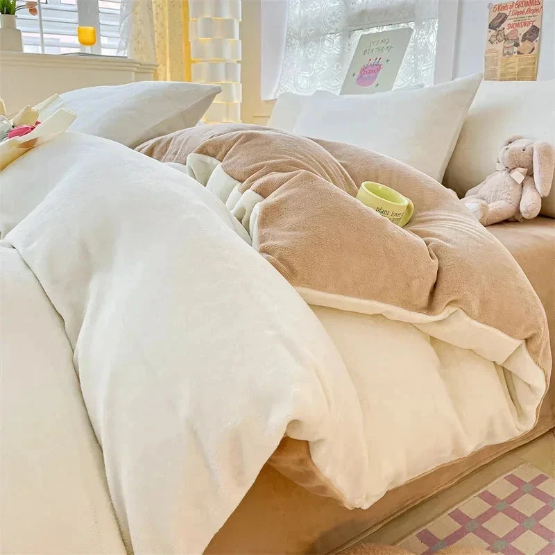 Milky Blue Brown Velvet Fleece 350gsm Bedding Sets 4 Milky Blue Brown Velvet Fleece 350gsm Bedding Sets - Image 2