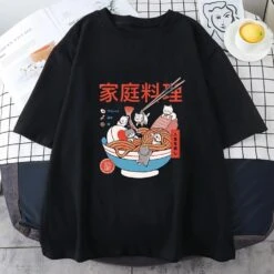 Apparel Mini Cats Ramen Women's Cotton Tee 24 Apparel Mini Cats Ramen Women's Cotton Tee -Kawaii Store kawaiies plushies plush softtoy mini cats ramen womens cotton tee apparel black xs 297303