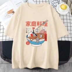 Apparel Mini Cats Ramen Women's Cotton Tee 28 Apparel Mini Cats Ramen Women's Cotton Tee -Kawaii Store kawaiies plushies plush softtoy mini cats ramen womens cotton tee apparel cream xs 690706