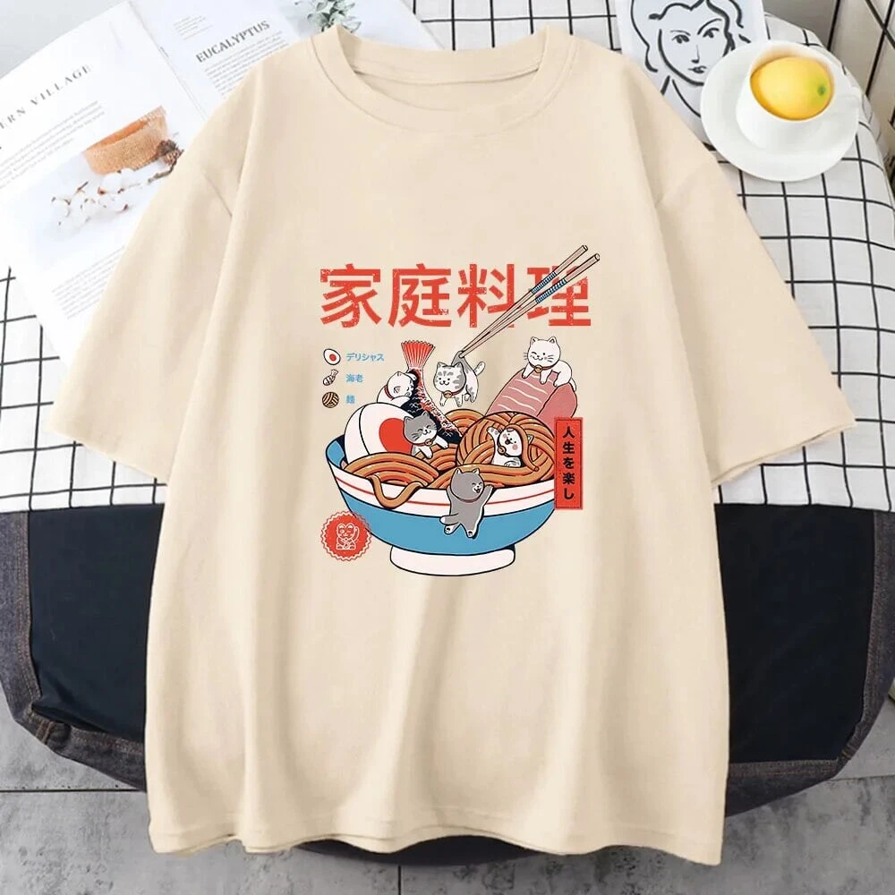 Apparel Mini Cats Ramen Women's Cotton Tee 11 Apparel Mini Cats Ramen Women's Cotton Tee - Image 9