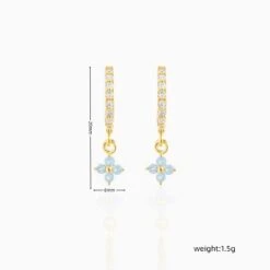 Mini Dangling Blue Flower Gold-Plated Earrings -Kawaii Store kawaiies plushies plush softtoy mini dangling blue flower gold plated earrings earrings 967967